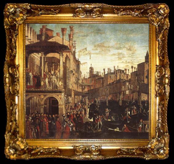 framed  Vittore Carpaccio Cure of a possessed man through the patriarch of Grado, ta009-2